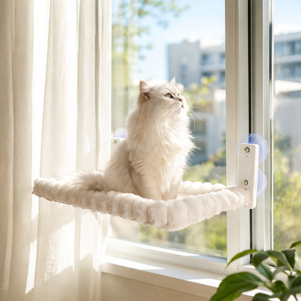 Large Wide Cat Window Bed Suction Cup Hanging Hammock for Cats Sunbathing Balcony Indoor Cat Furniture Pet Supplies